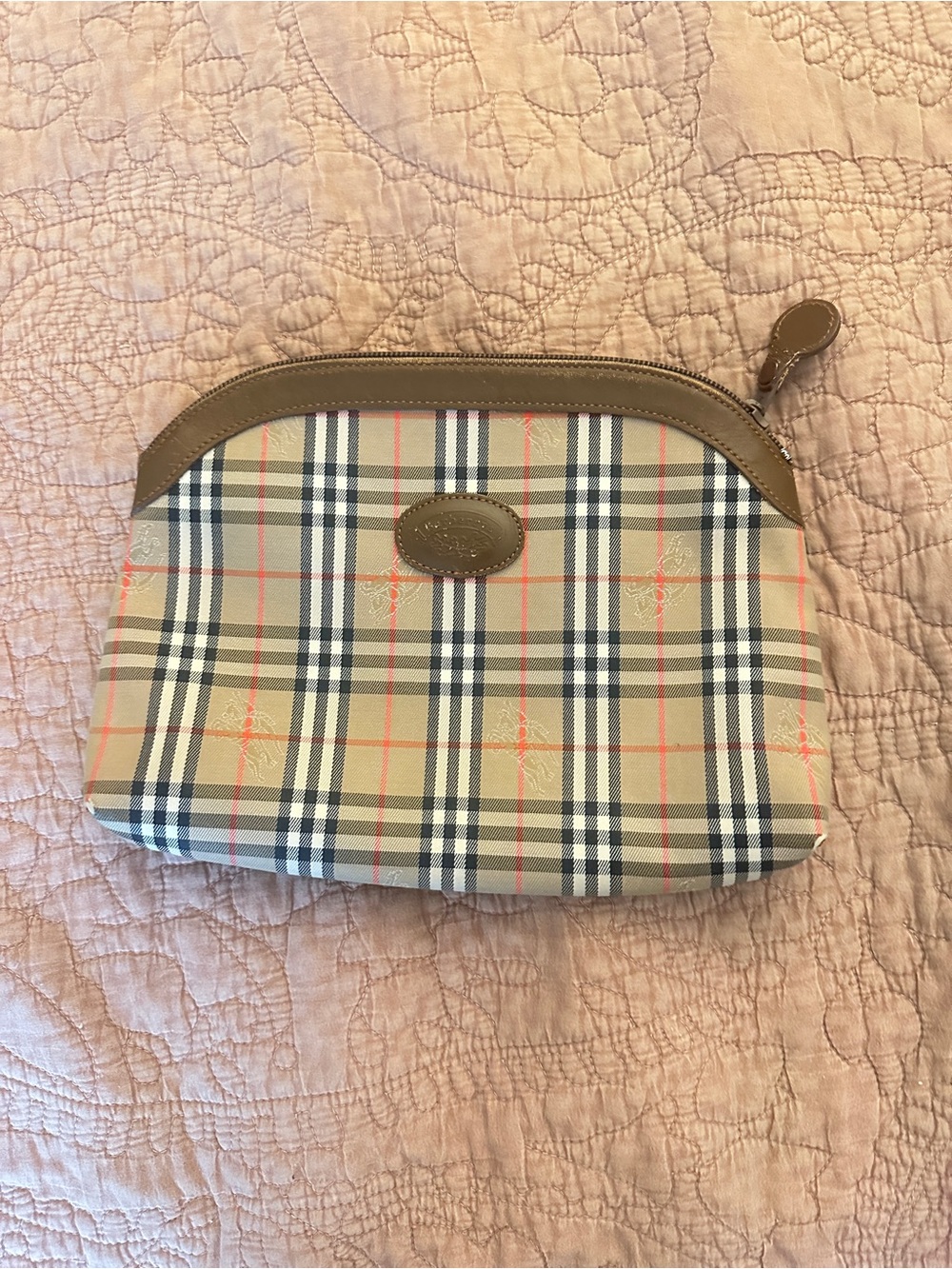 Burberry plaid Pouch with Tan Trim